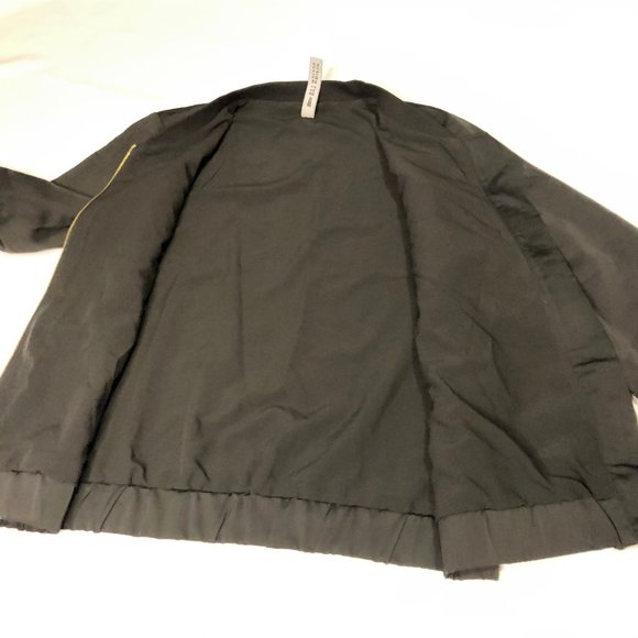 Design Lab Floral Embroidered Bomber Jacket XS Black with Peach, Orange, White - Picture 5 of 13